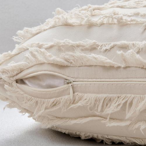 MIULEE Decorative Boho Throw Pillow Covers Set of 2 Spring Neutral Beige Linen Striped Jacquard Pattern Modern Cushion Covers for Sofa Couch Living Room Bedroom 18x18 Inch Home Decor