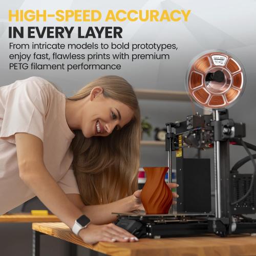 High Speed Silk PLA Filament 1.75mm, 1kg Spool (2.2 lbs), 30-600mm/s Fast 3D Printer Filament, 190-230°C, Fits Bambu Lab Creality Anycubic, Silk Copper