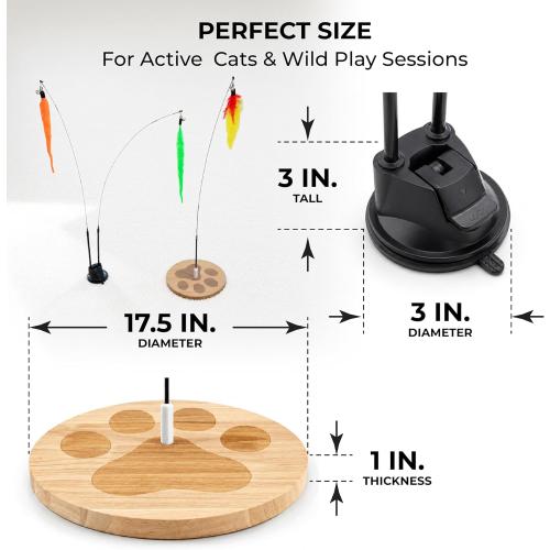 Cat Toys for Indoor Cats, Interactive Cat Toy Wand, Kitten Stuff, 18 Lures | Heavy Stable Base Prevents Toppling, Dual Suction Cup For Extra Play Options, Trigger natural feline hunting instincts today