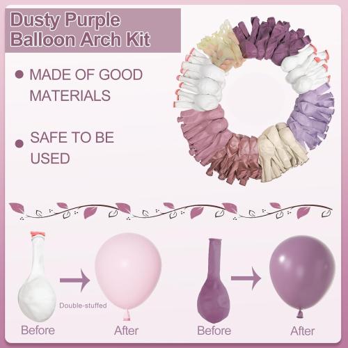 Amandir 173Pcs Dusty Purple Balloon Arch Garland Kit
