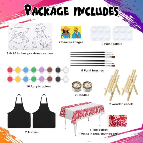 VOCHIC Date Night Painting Kit for Couples Sip and Paint Kit for Adults