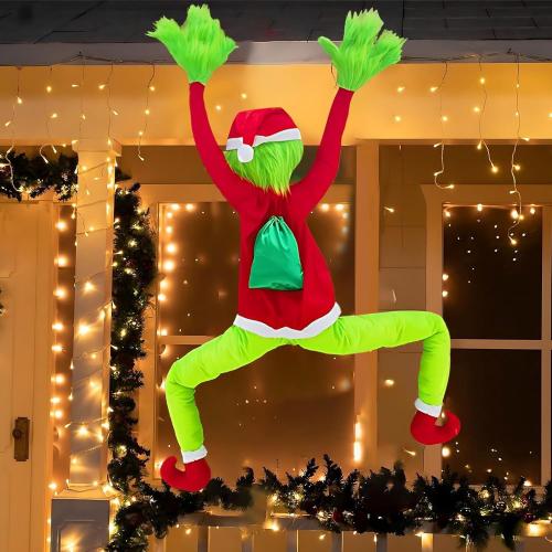 Christmas Tree Decorations, 5.58FT Green Christmas Tree Decor with Bendable Arms & Legs, Pose-able Xmas Stuffed Green Santa Body for Outdoor Indoor Home, Tree, Wall Yard Decoration
