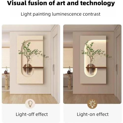 AICHENG 3D Sandstone Wall Art with Warm LED Lights 《Remote Control Switch》 - Modern Decorative Panel for Entryway, Living Room & Bedroom