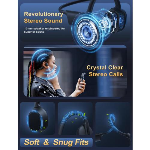 Bone Conduction Headphones Lightweight Open Ear Headphones Sport Headphone with Built-in Mic Extra Comfort IPX5 Waterproof Headset for Running,Cycling,Driving