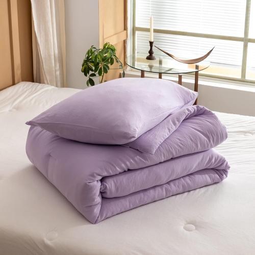 ROSGONIA Lavender Comforter Set Queen, 3pcs(1 Boho Purple Comforter & 2 Pillowcases) All Season Soft Bedding Lightweight Bedspread Blanket Quilt