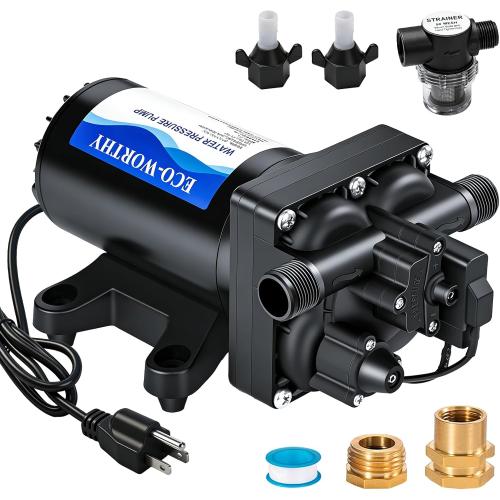 ECO-WORTHY 110V AC Fresh Transfer Diaphragm Water Pump On Demand 5.5GPM 70PSI High Pressure Water Booster Pump 110 Volt with Pressure Switch for Irrigation Garden Hose Sprinkler Home RV