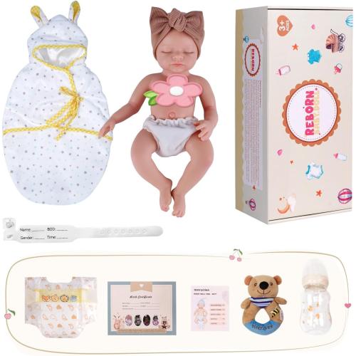 BABESIDE 16 Inch Silicone Baby Doll Weighted 4LB, Lifelike Newborn Dolls