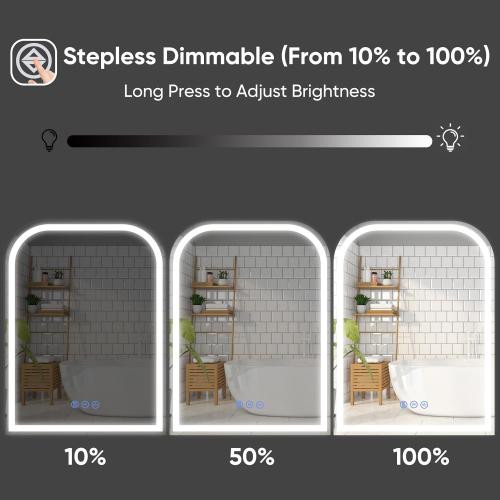 LED Bathroom Mirror, 36x 36 LED Mirror with Lights for Bathroom, Lighted Vanity Mirrors for Wall, Anti-Fog, Dimmable, Tempered Glass, Memory Function, 3 Colors, Safe Use (White)