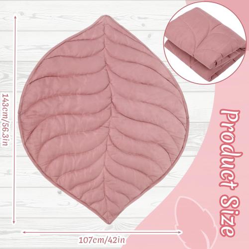 Funtery Baby Play Mat 56 x 42 Inch Cotton Crawling Cushion Cotton Nursery Rug Large Thick Soft Reversible Washable Folding Floor Playpen Mat Nursery Decor Rug for Girls Boys(beige,Leaf)