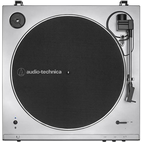 Audio-Technica AT-LP60XBT-SV Fully Automatic Bluetooth Belt-Drive Stereo Turntable, Silver, Hi-Fi, 2 Speed, Dust Cover, Anti-Resonance, Die-cast Aluminum Platter