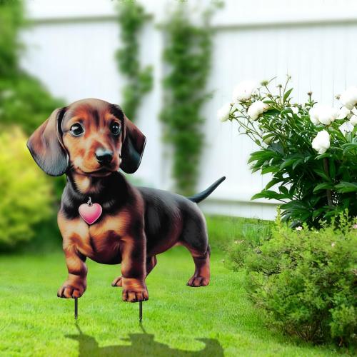 Dachshund Metal Garden Stakes Decorative,Outdoor Garden Dog Decor Stake,Birthday Gifts for Mom Women,Decorative Metal Housewarming Ornament for Lawn Patio Yard Pathway