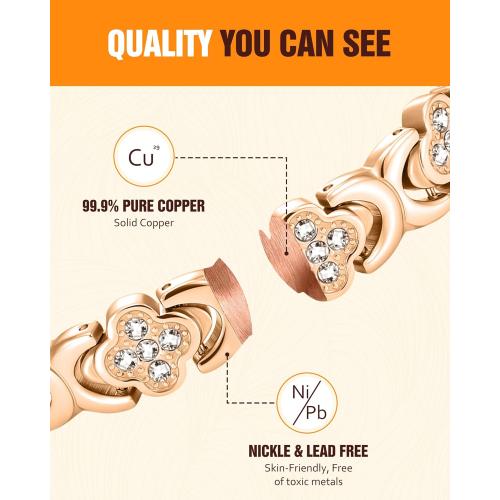Jecanori Pure Copper Bracelets for Women Pain Relief, Healing Magnetic Bracelet with 3500 Gauss Effective Magnets