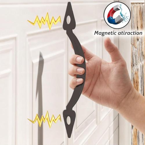 Garage Door Magnetic Decorative Hardware Kit, 8 Hinges 4 Handles Carriage Accents for 2 Car Garage, Strong Magnets, Color Blackgarage Decorations