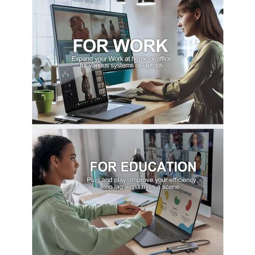 Hiearcool USB C Hub Ethernet 8-in-1, 4K@60Hz USB-C to HDMI Multiport Adapter with 1Gbps RJ45, 100W PD, 3 USB 3.0, SD/TF, Compatible for MacBook Pro/Air, Dell, Lenovo Laptops