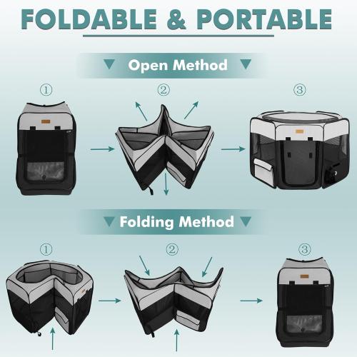 Dog Playpen, Portable Pet Play Pen for Cat, Puppies, Rabbits, Chickens, Foldable Large-Capacity Pet Tent for Indoor/Outdoor Travel Camping (Size XL Without Carry Bag)