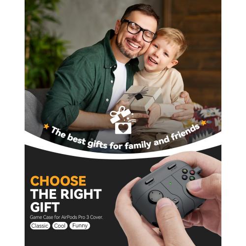 Game Case for AirPods Pro 3 Cover (2025),Classic Cool Funny Shock-Proof Protective Silicone AirPods Pro 3 Case with Cleaner Kit and Keychain for Airpods Pro 3rd Generation for Men Boy-Black