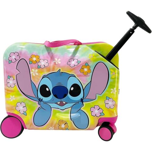 Fast Forward 18 Lilo And Stitch Kids Ride on Luggage-HardShell Rolling Travel Suitcase-Lightweight Ride On Suitcase For Kids