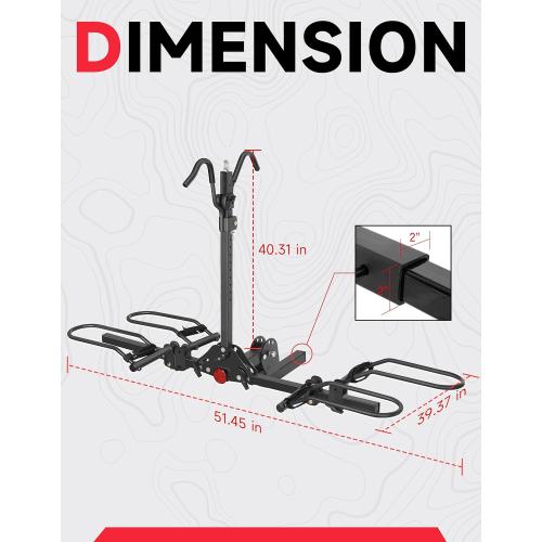 Young Bike Rack Hitch for Car - 200LB 2-Bike Rack Hitch Mount Platform Style Hitch Bike Rack，Smart Tilting & Easy Fold for Car SUV with 2 Inch Receiver，Bike Carrier Fits Up to 5-inch Fat Tire