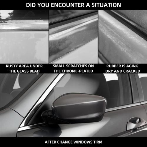 Dasbecan 4Pcs Weatherstrip Window Seal Chrome Car Window Moulding Trim Compatible with Honda Accord 2008-2012 Replaces#72410-TA0-A01 72450-TA0-A01 72910-TA0-A01 72950-TA0-A01