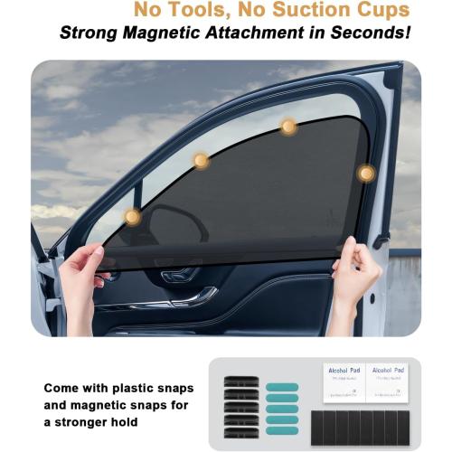 ECOZEN Car Window Sunshade for 2024-2025 2026 Toyota Tacoma Accessories - 4 Pcs Pack Side Sun Shade Magnetic Sunshade Insulate Heat & UV with Breathable Mesh - 2024-2026 Tacoma Double Cab Only