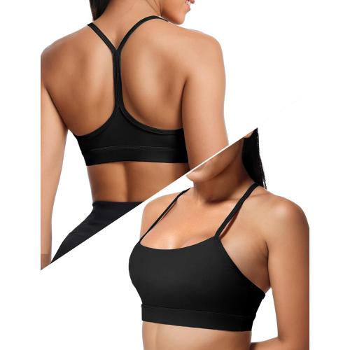 One size....Buauty Y Back Sports Bra for Women, Low Impact Padded Racerback Spaghetti Strap Bras, Womens Workout Yoga Gym Tops