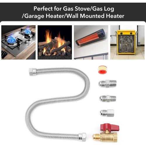 Stanbroil One Stop Gas Appliance Hook Up Kit - Brass Gas Ball Valve and Flexible Gas Connector with Fittings for Garage Heaters, Gas Stoves, Wall Mounted Heaters, Gas Fireplace and Gas Dryer