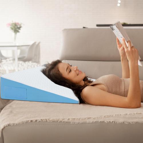 Wedge Pillow for Sleeping, 7.5 Bed Wedge After Surgery, Back Pain Relief, Memory Foam Pillow Triangle Incline Wedge for Back Support, Leg Elevation
