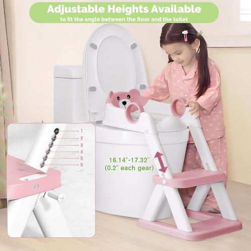 COOSEYA Toilet Seat, Potty Training Seat for Toddler, Upgraded 2-in-1 Potty Toilet Training for Boys and Girls, Waterproof Cushioned Mat with Non-Slip Step Stool