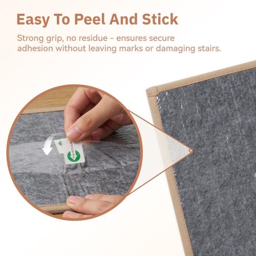 15PC Jute Stair Treads for Wooden Steps-Stairs Carpet Non Slip-Peel and Stick Stair Treads Indoor, Adhesive Staircase Step Treads Residue Free, Durable Natural Stair Runner Rug,8x30 Beige