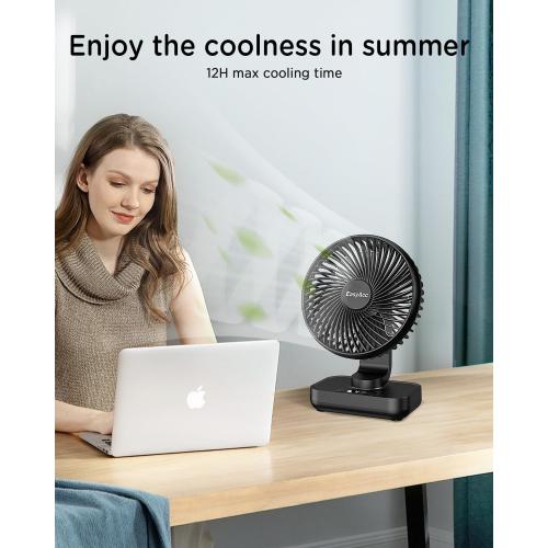 EasyAcc Small Oscillating Fan - 4000mAh, 5-23 Working Time, Rechargeable Desktop Air Circulate Fan with 4 Speed for Home Office