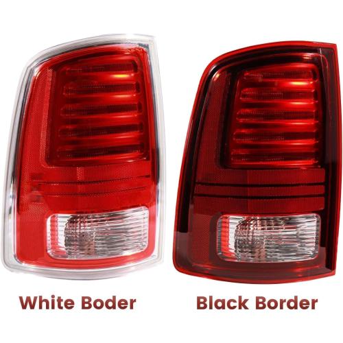 LED Tail Lights Assembly Compatible with 2013-2018 Dodge Ram 1500 2500 3500 Sport, Rear Light Taillights Replacement # 68093081AB 68093081AC (Black Border)