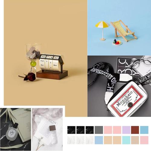 14PCS Absobent Black Flocked Photography Backdrop Boards with LED Lighting Studio Kit 16x16 inch Anti-Glare Photo Background Backdrop Shooting Tent for Product Food Jewelry Cosmetics Makeup
