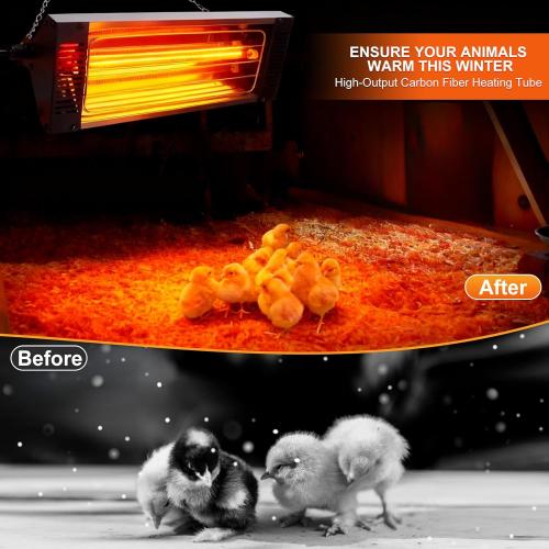 450W Heat Lamp for Chickens, Large Chicken Coop Heater, Carbon Fiber Chicks Brooder Heaters Plate, Adjust 5 Mode Temp&Time&Hanging Height, 9.8 Ft Cord Heater for Poultry Livestock Heating