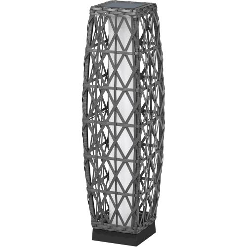 Grand patio Outdoor Solar Powered Wicker Floor Lamp Outdoor Weather-Resistant Deck Light for Garden Porch - Silver Gray, Large Cindy