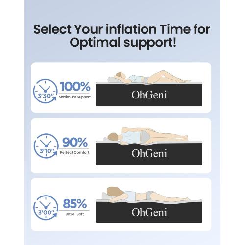 OhGeni Queen Air Mattress with Built in Pump, Inflatable Mattress Blow Up Mattress 18 Raised Comfort,Upgraded Surface Portable Bed, Air Bed for Home, Guest, Camping, Colchone Inflable, 650 lbs