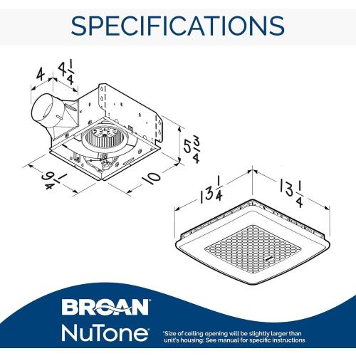 Broan-NuTone AER110RGBL ChromaComfort 110 CFM Ventilation Fan with 24 Color Selectable LED, 1.5 Sones, ENERGY STAR Certified, White