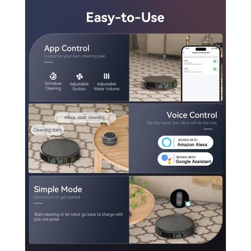Robot Vacuum and Mop Combo, LiDAR Navigation, Ultra Slim Design, 9000Pa Suction Robotic Vacuum Cleaner – 200 Min Runtime, Auto Recharge, Customizable Cleaning for Pet Hair, Hard Floors