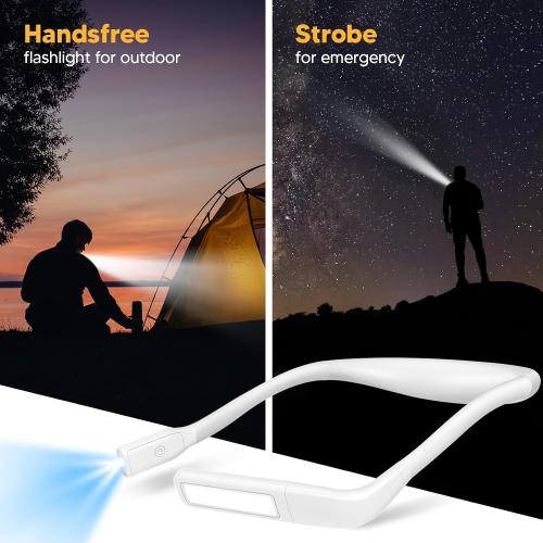 Neck Light, Rechargeable Book Light for Reading, Bright Dual Lamps