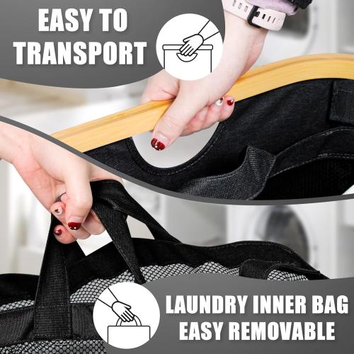 Hampers for Laundry Basket with Lid, 160L Extra Large 3 Section Clothes Divided Organizer for Bedroom, Laundry Room, Dirty Clothing Hamper, Black