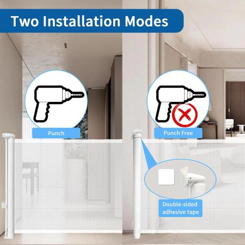 Huafly 71 Inch Retractable Baby Gates, no Drilling Baby Gates for Large Openings, Child Gates, Safety Gates, Extra Long Dog Gates on Doorways, Stairs, Outdoor, Indoor (White, 71 Inch)