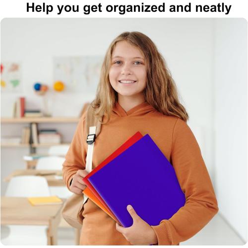 ViVin 60-Pack Red Plastic Folders with Pockets, Two Pocket Folders, Plastic Pocket Folders for School, Office and Home