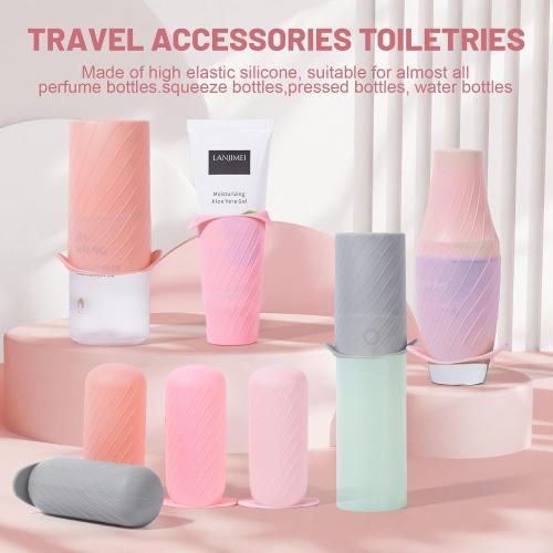 Silicone Bottle Covers- 8 Pack Fit Most Size Bottles Toiletries Travel essentials Elastic Toiletries Sleeves