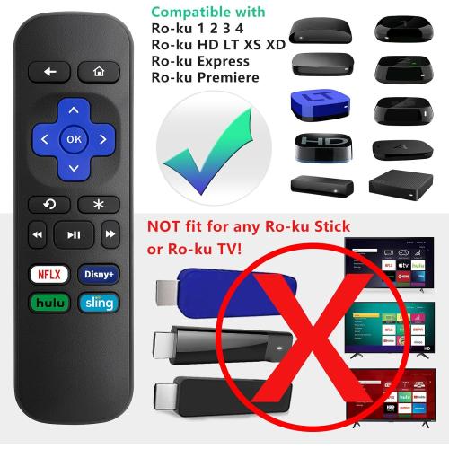Universal Replacement Remote Control for Roku Express, for Roku Premiere, for Roku Box, for Roku Player, for Roku 1 2 3 4 -【NOT for Stick or TV】
