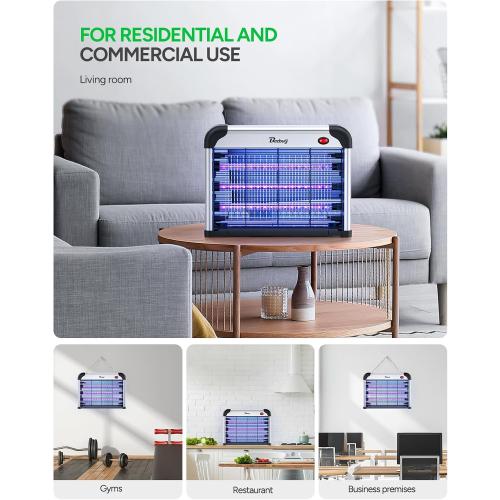 Buzbug LED Bug Zapper Indoor, 10 Years Lifespan 3 Lamps Enhance Insect Attraction, 3800V High-Voltage, Electric Mosquito Zapper, Fruit Fly Mosquito Moth Gnat Trap, Killer, Zapper -MA009