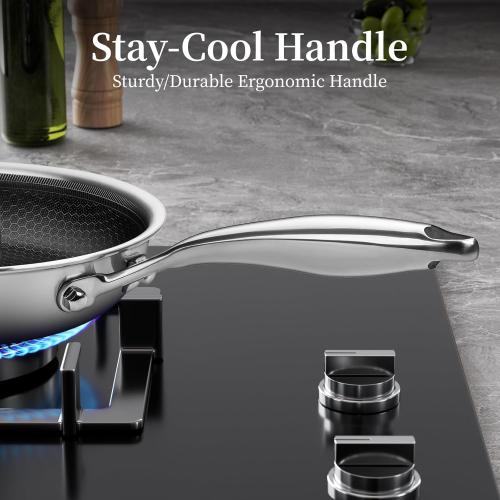 Innerwell Stainless Steel Frying Pan 8 Inch Nonstick Honeycomb Coatings Skillet for Eggs & Omelettes-Non Toxic Healthy Kitchen Cooking Pan Compatible with All Cooktops