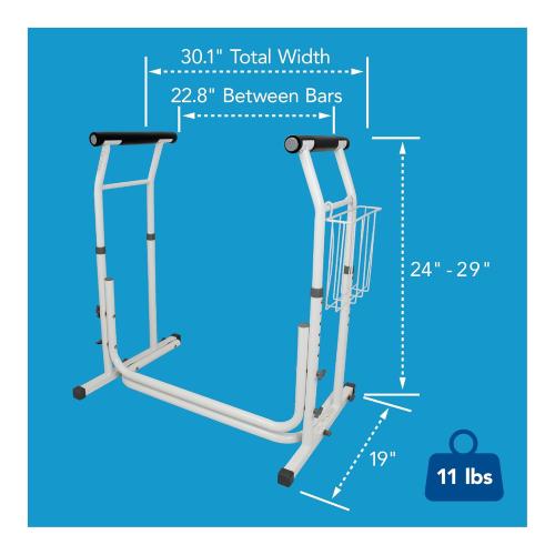 Carex Toilet Safety Rails, Adjustable Toilet Safety Frame with Handles for Elderly, Handicap, or Disabled, Heavy-Duty Non-Slip Grab Bar, with Padded Handles and Aluminum Frame for Bathroom Stability
