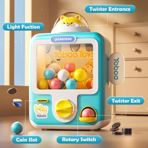 Skirfy Vending Machine Kids Toys 10 Empty Eggs Mini Vending Machine Erasers Operated Gumball Prize Machine Maker Game Claws Machine Christmas Game Sensory Toys Dolls Gifts（Blue）
