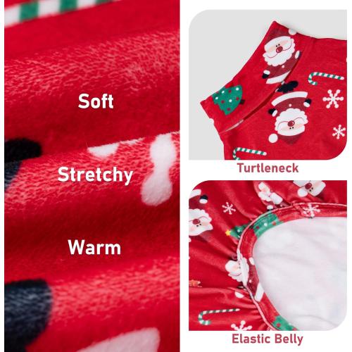 KYEESE Christmas Dog Pajamas Santa Claus Turtleneck Dog Pjs for Large Dogs Holiday Pet Onesie Soft Velvet 4 Legs Cozy Pet Sleepwear Warm Doggie Christmas Outfit, XXX-Large