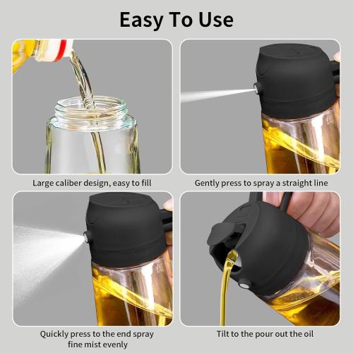 Oil Sprayer for Cooking, 2 In 1 Oil Dispenser and Oil Sprayer (Black)