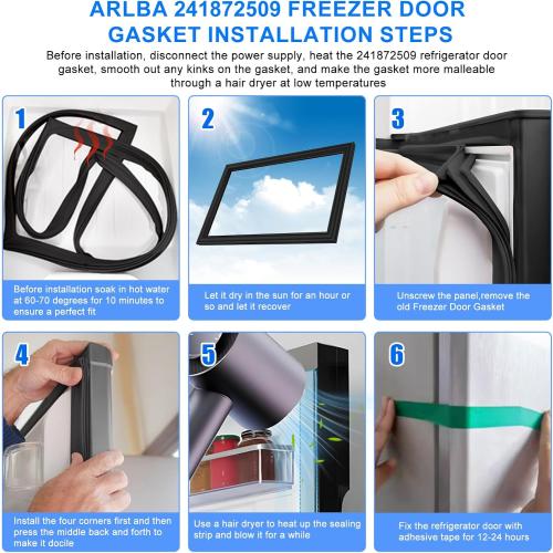 Upgraded 28.74x17.91 241872509 Refrigerator Freezer Door Gasket Replacement Part Compatible with Frigidaire Electrolux Freeze Door Seal Gasket 240542109 240542121 1379485 AP4315906 PS2331949 Black